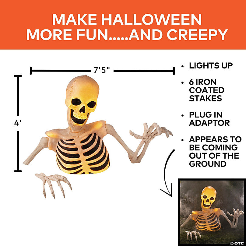 4 Ft. Light-Up Groundbreaker Skeleton Halloween Decoration