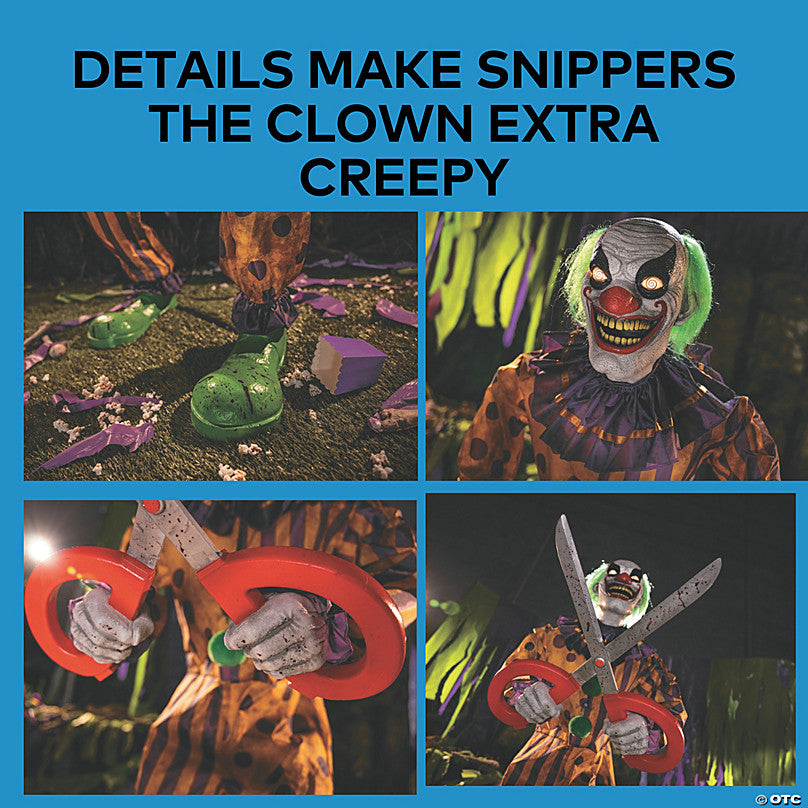6 Ft. Animated Light-Up Yellow & Black Snippers the Clown Halloween Decoration