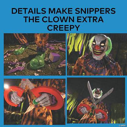 6 Ft. Animated Light-Up Yellow & Black Snippers the Clown Halloween Decoration